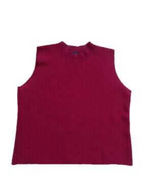 Eileen Fisher Sleeveless Knitted 100% Wool top Large Burgundy A001694